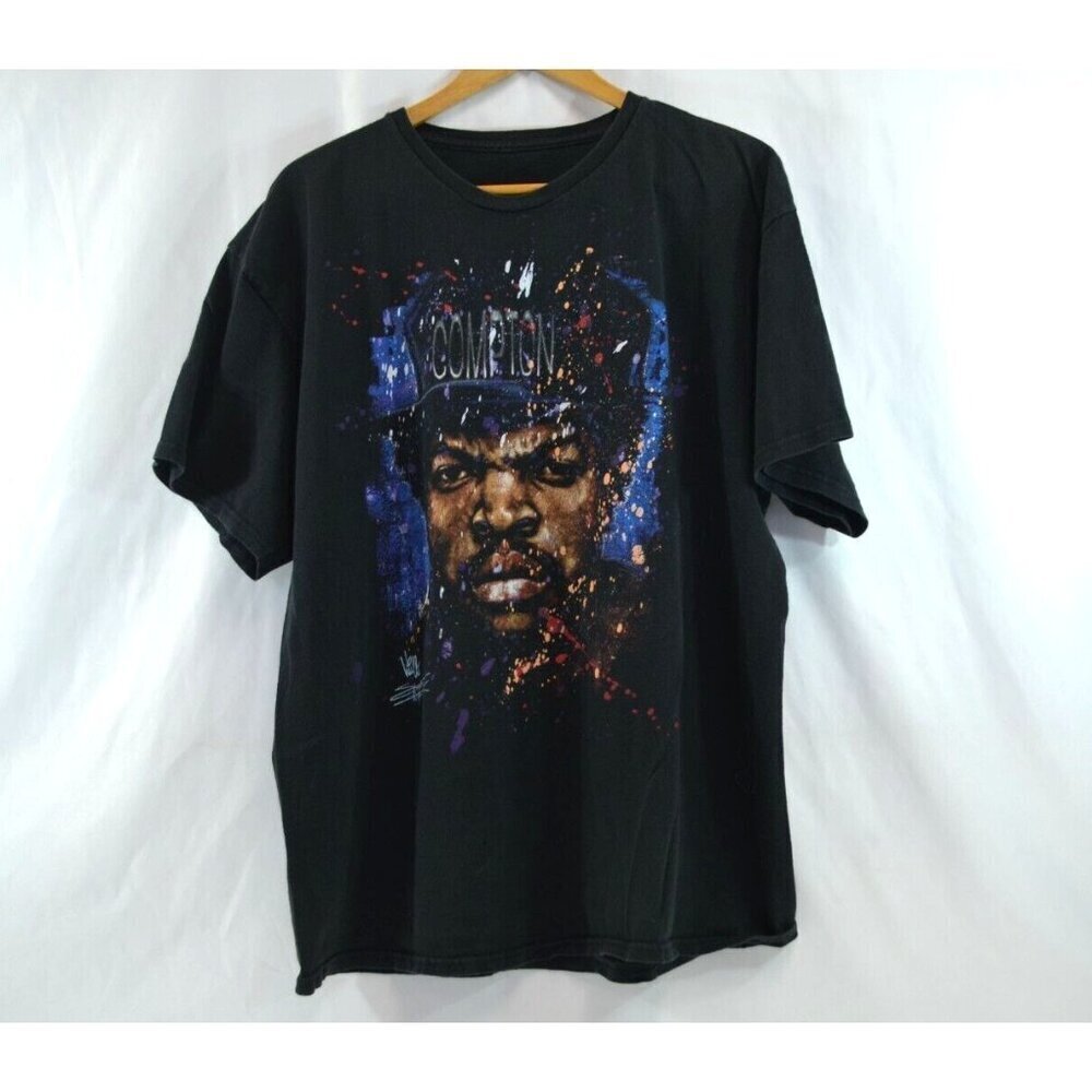 Ice Cube Compton T-Shirt Stephen Fishwick Mens L / XL Black Cotton Hip Hop